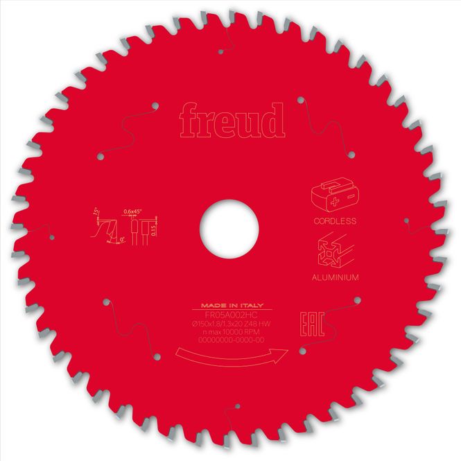 Hovedbilde 150x20 | Z48 | Tannbredde 1,8 mm | Aluminium | Freud Sagblad for batteridrevet Sirkelsag