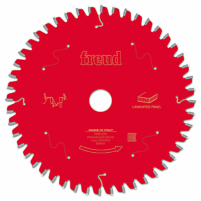 Hovedbilde 168x20 | Z48 | Tannbredde 1,8 mm | Laminat | Freud sagblad | Passer også Festool og Mafell | Sirkelsag